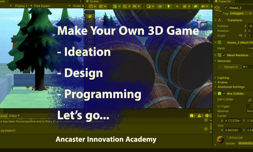 Best online digital course game 2D 3D students visual art Canada USA Hamilton Ancaster Burlington Unity unreal Programming C#